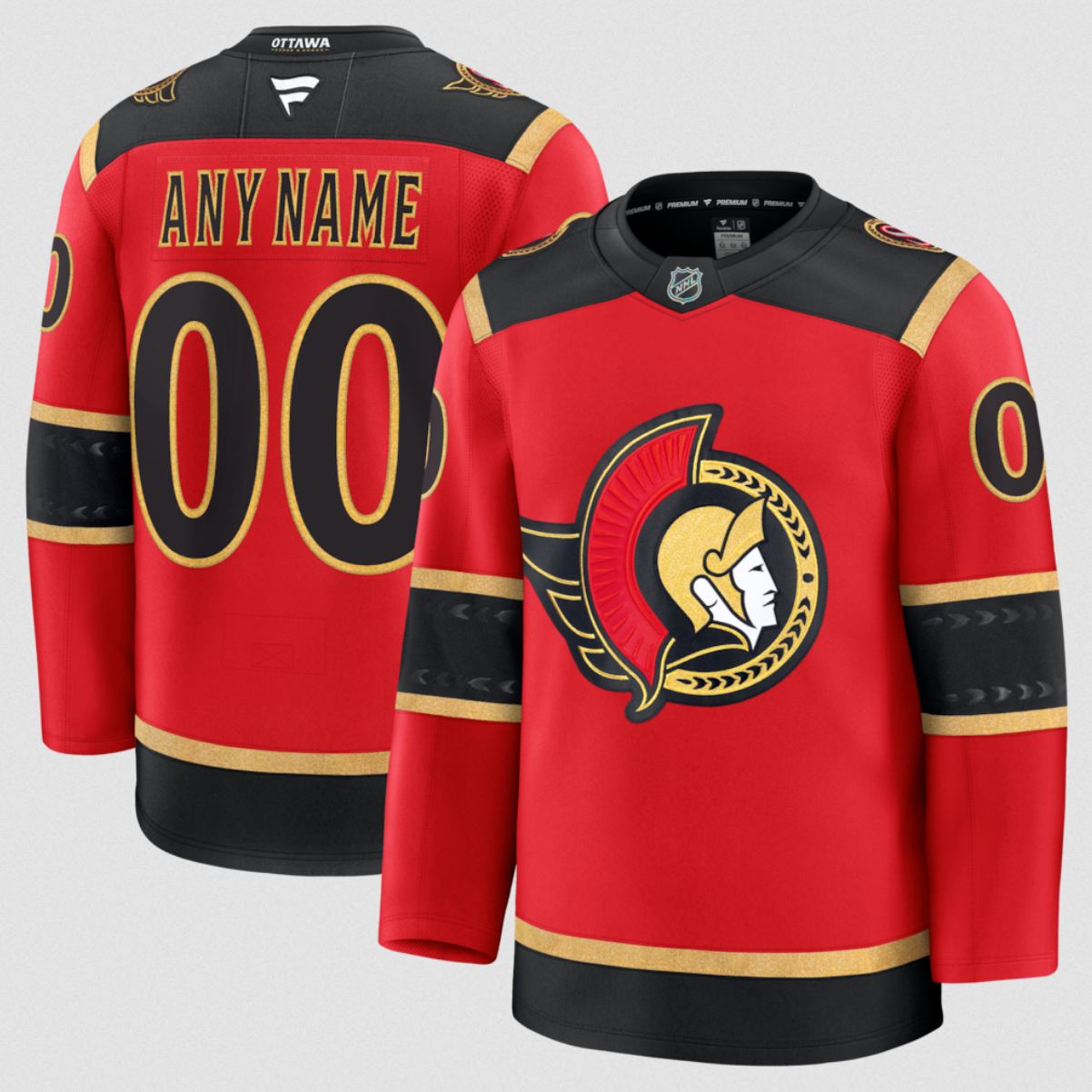 Men's Ottawa Senators Custom Red Alternate Stitched Hockey Jersey